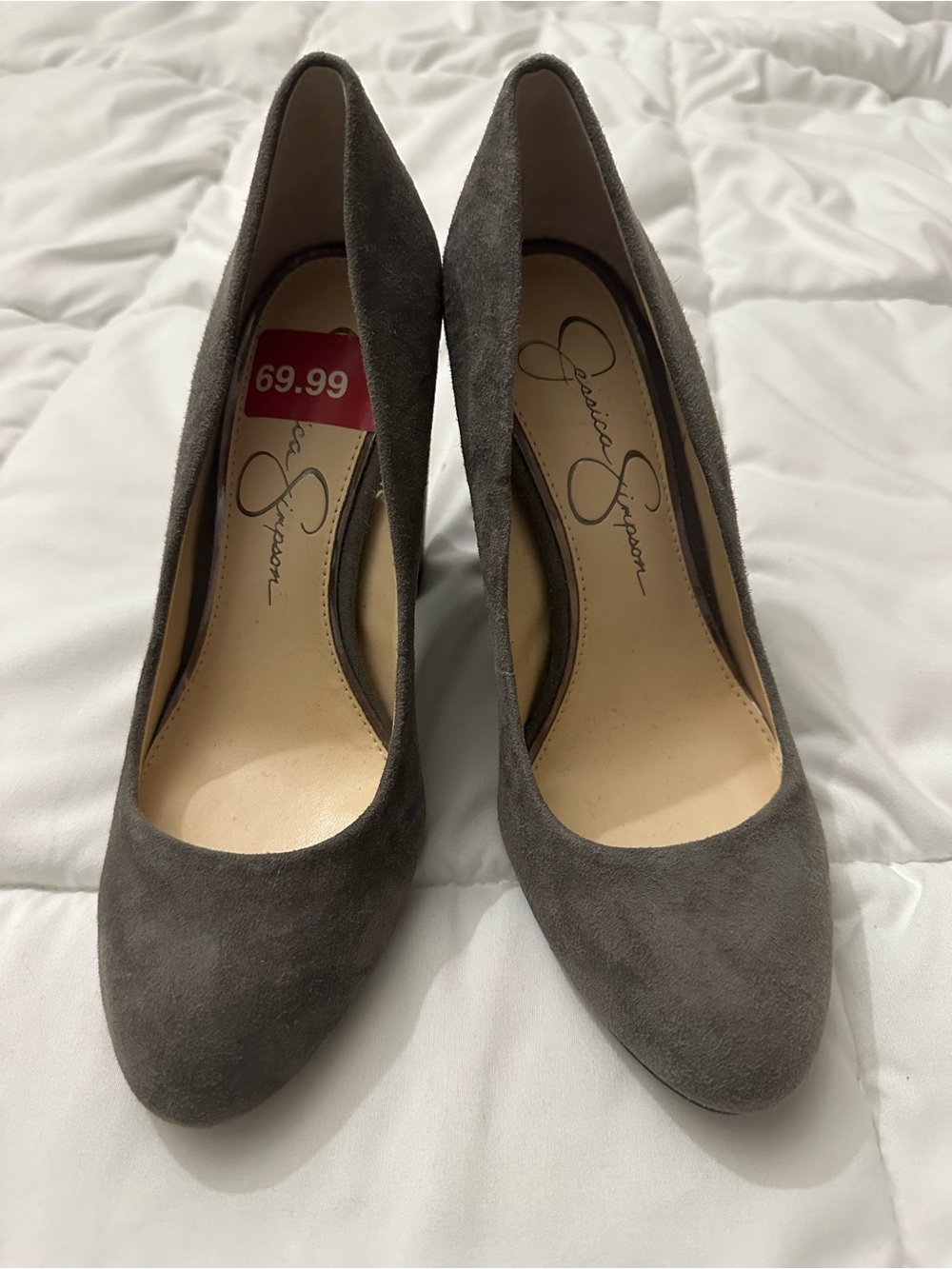 Jessica Simpson Gray Suede Almond Toe Pumps